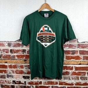 Vintage Nike Miami Hurricanes Shirt Size Small Green Short Sleeve Football Y2K